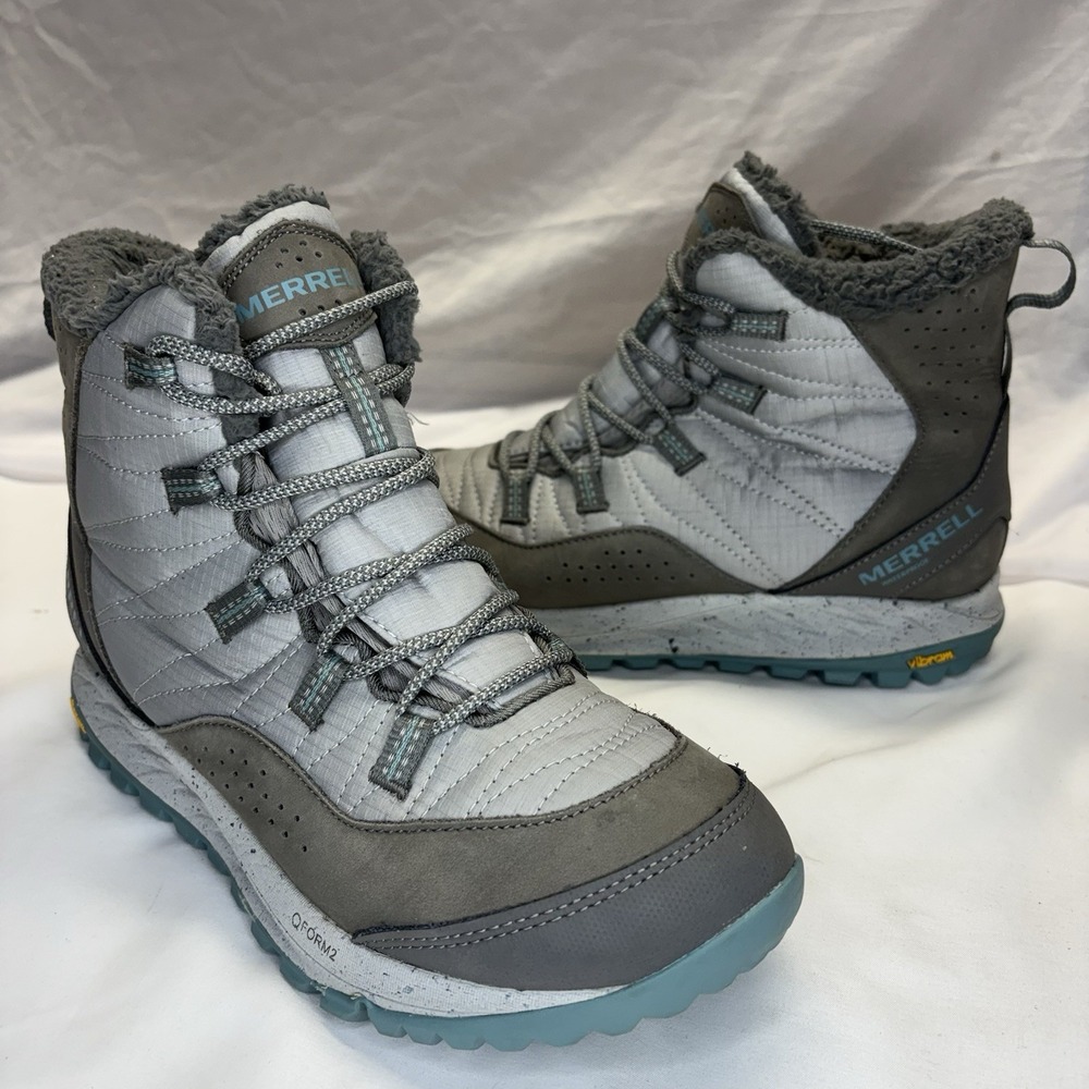 Merrell Antora 2 Mid Waterproof Hiking Sneakers Boot Womens US 9 EU 40 Green Zip